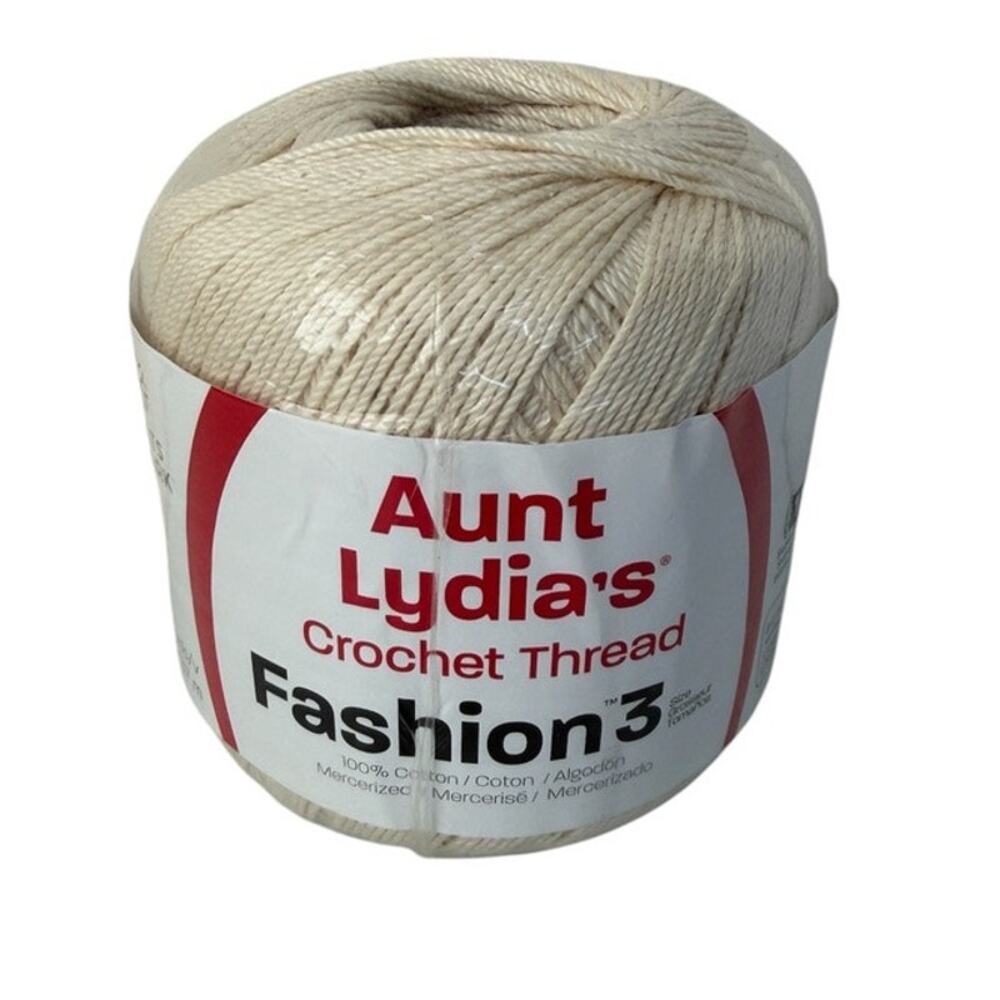 Aunt Lydia's Crochet Thread Fashion 3 Natural Mercerized Cotton 150 Yards